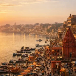Varanasi Ganga river ghats during private Varanasi city tour India